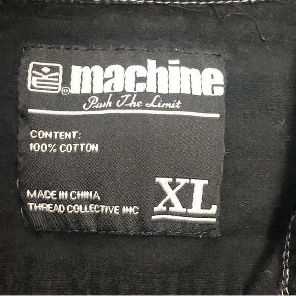 men's black cotton button down white detail shirt long sleeve XL - Picture 4 of 8